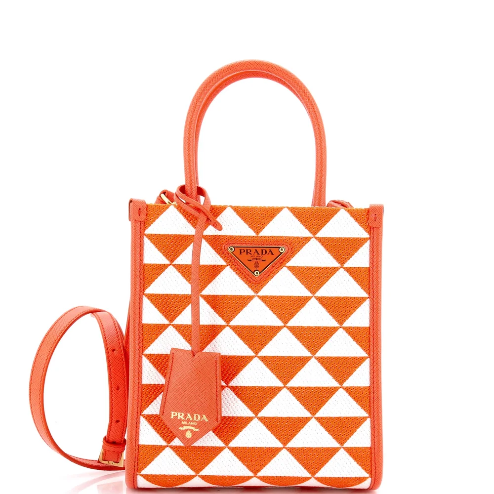 prada Symbole Shopper Tote Jacquard Mini