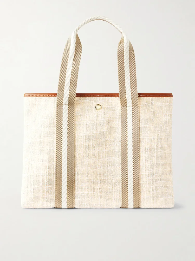 Traversée medium leather-trimmed tweed tote