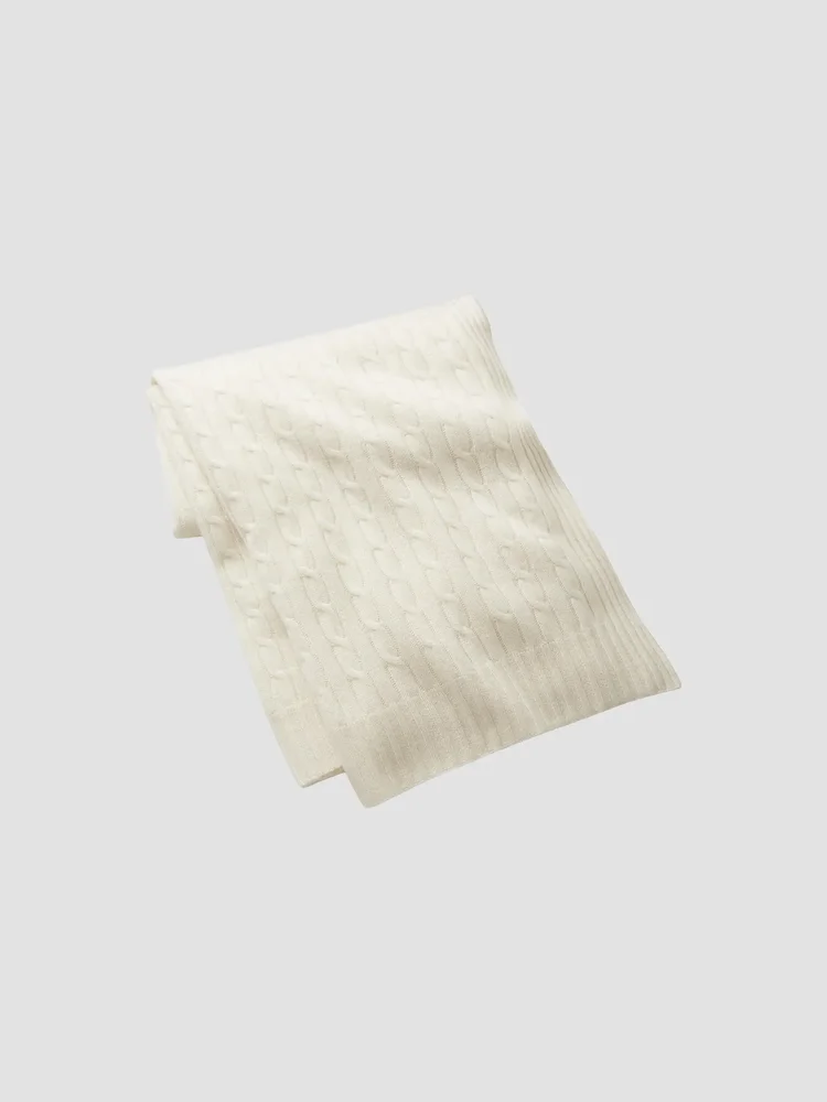 Cabled Cashmere Throw Blanket