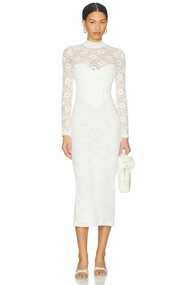 Carmen Lace Corset Midi Dress