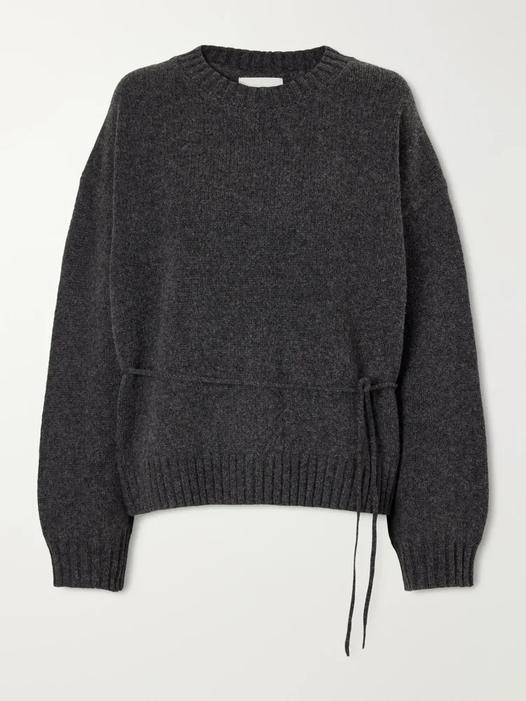Belted wool sweatshirt