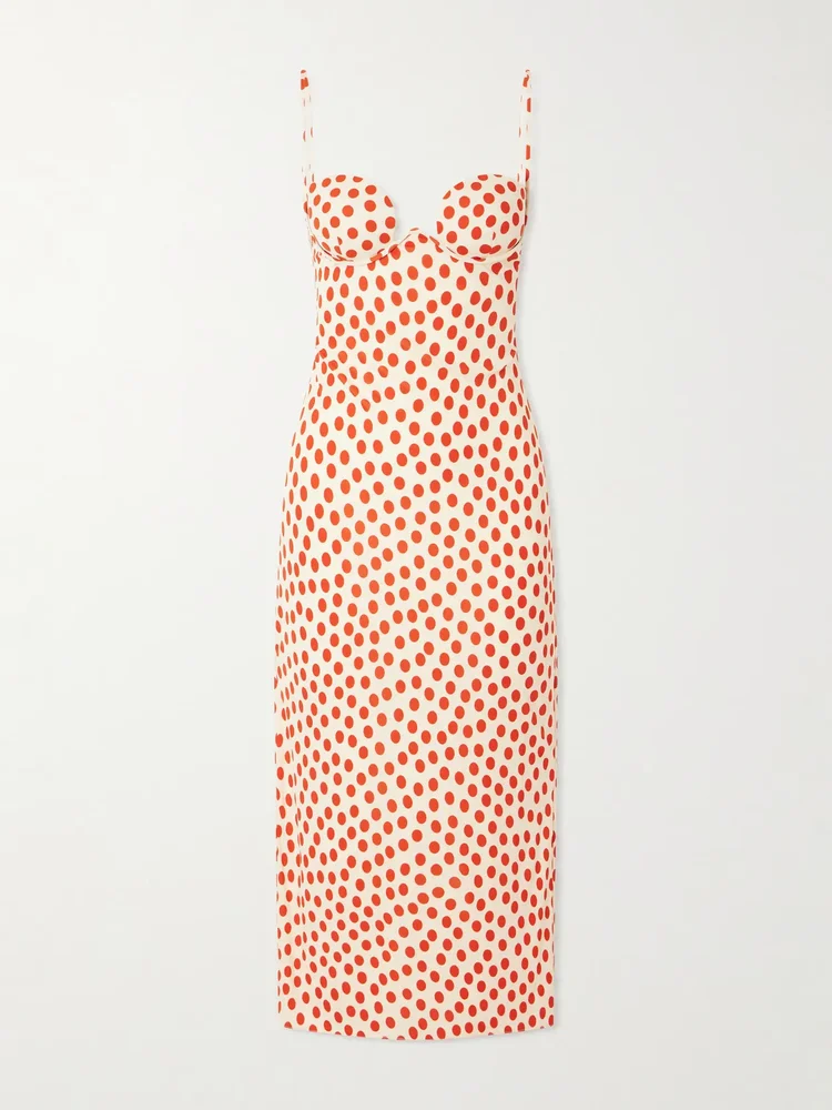 Polka-dot jersey midi dress