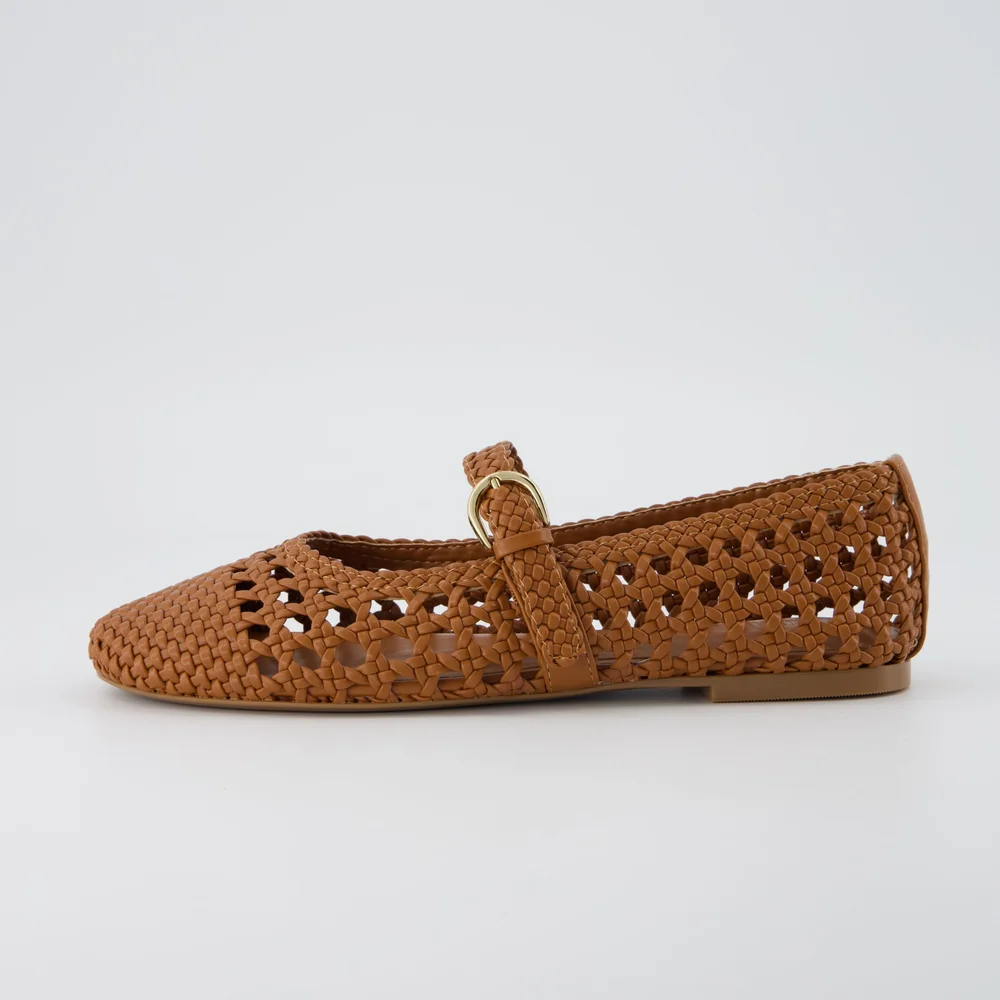 Cushionaire Women's Windsor Woven Mary Jane Flat - Soft and Comfortable Ballet Flat for Wo