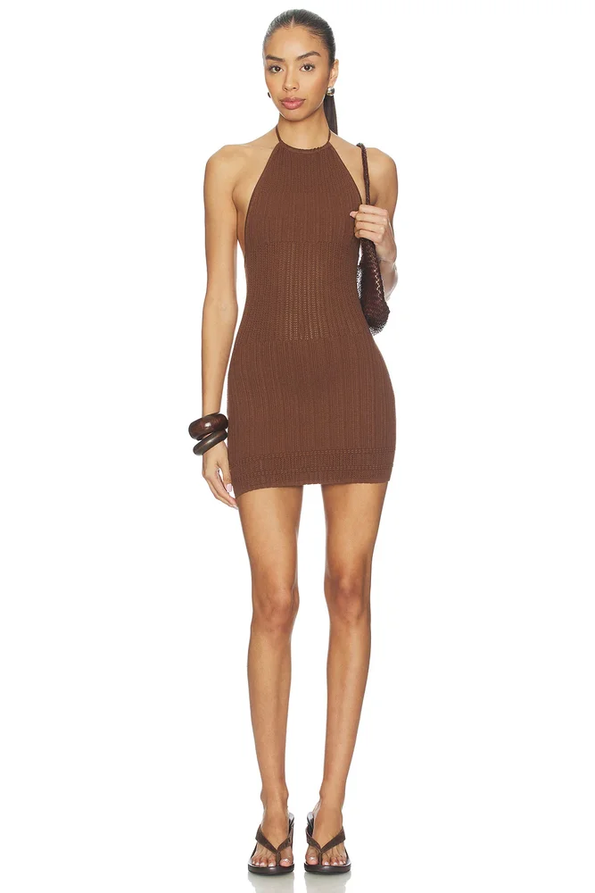 Adeline Halter Pointelle Mini Dress