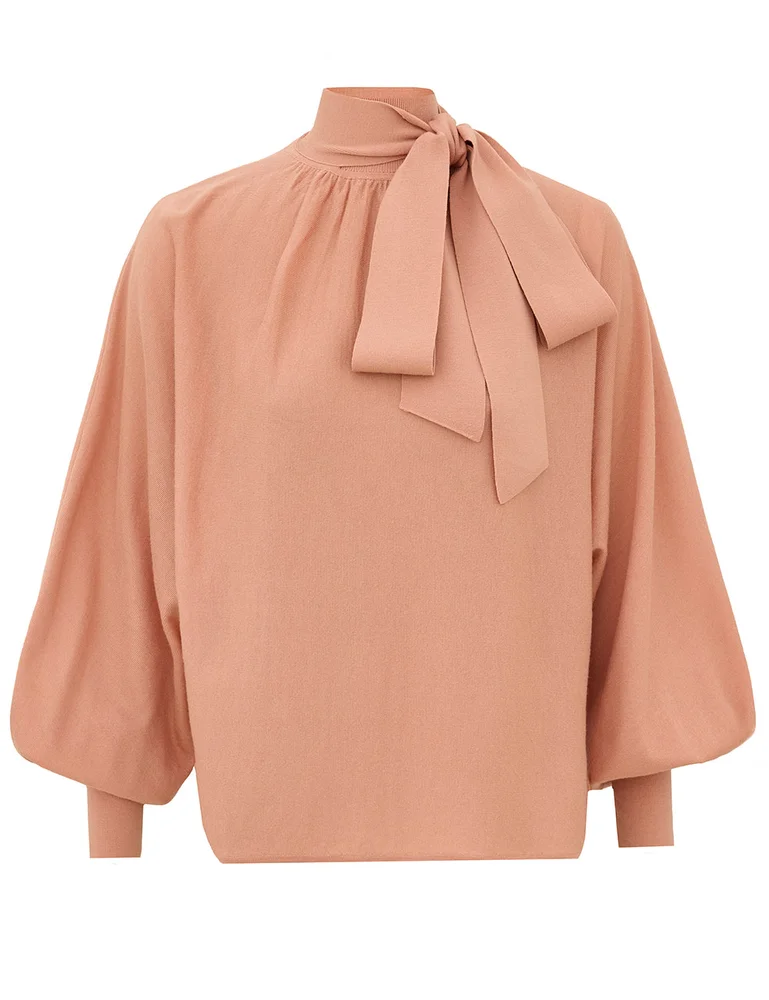 Merino Tie Neck Sweater