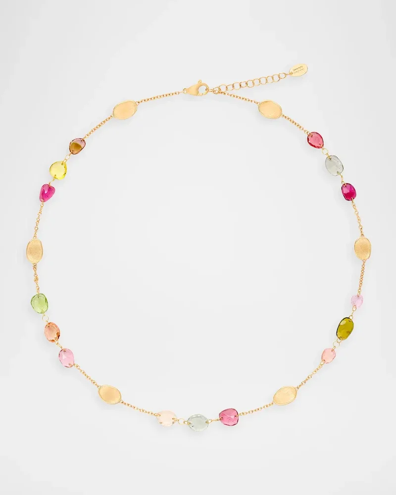 Lunaria 18K Yellow Gold Tourmaline Necklace, 16.5-18"L