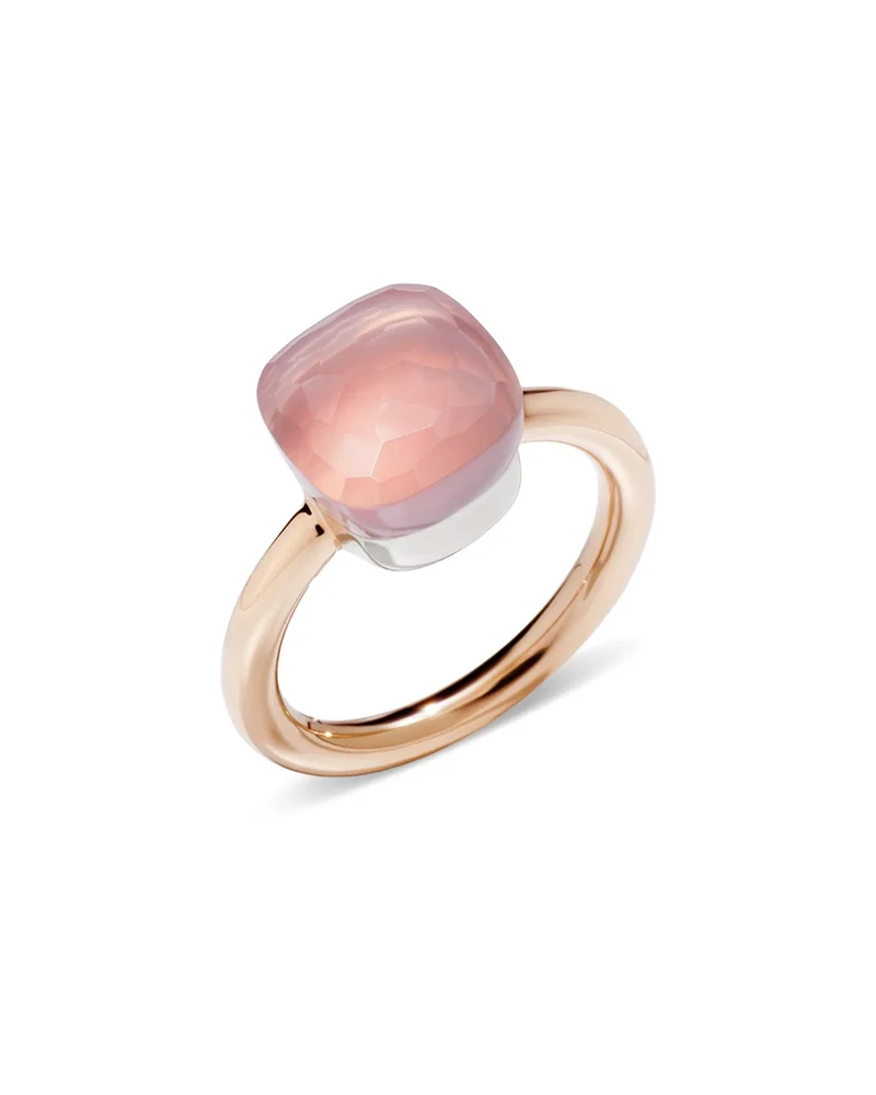 18K White & Rose Gold Nudo Rose Quartz Solitaire Ring