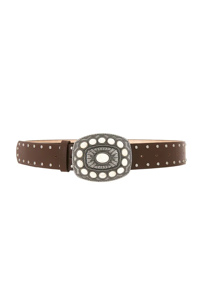 Brown Suede Studded Belt