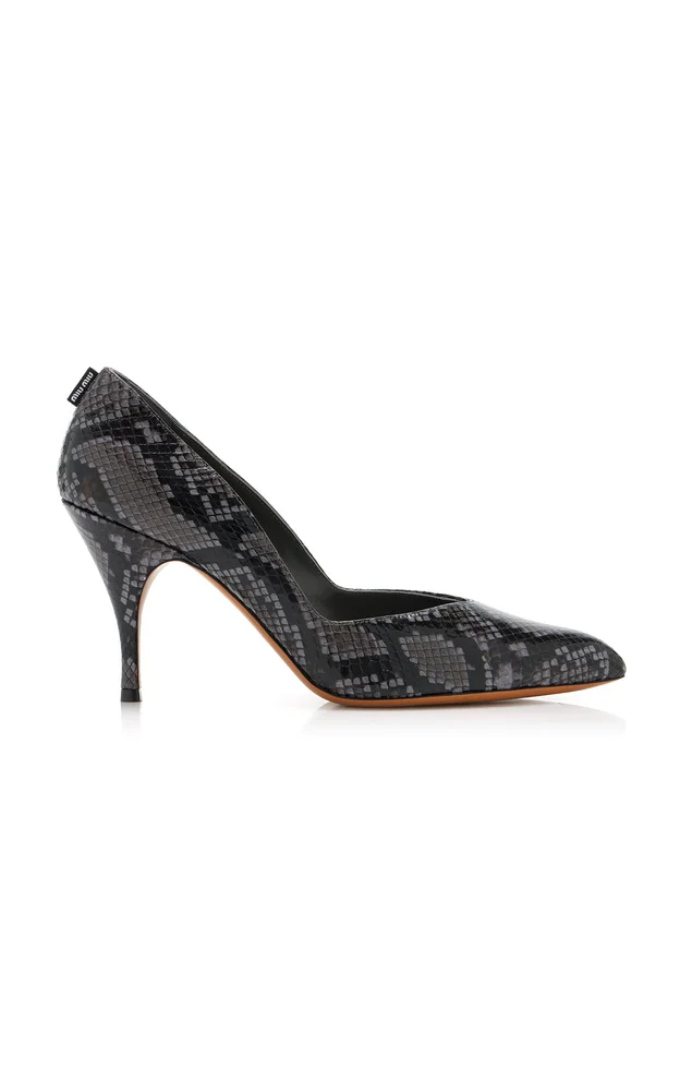 Python-Effect Leather Pumps