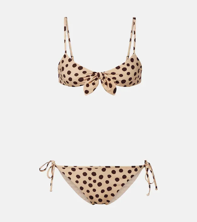 Polka-dot bow-detail bikini