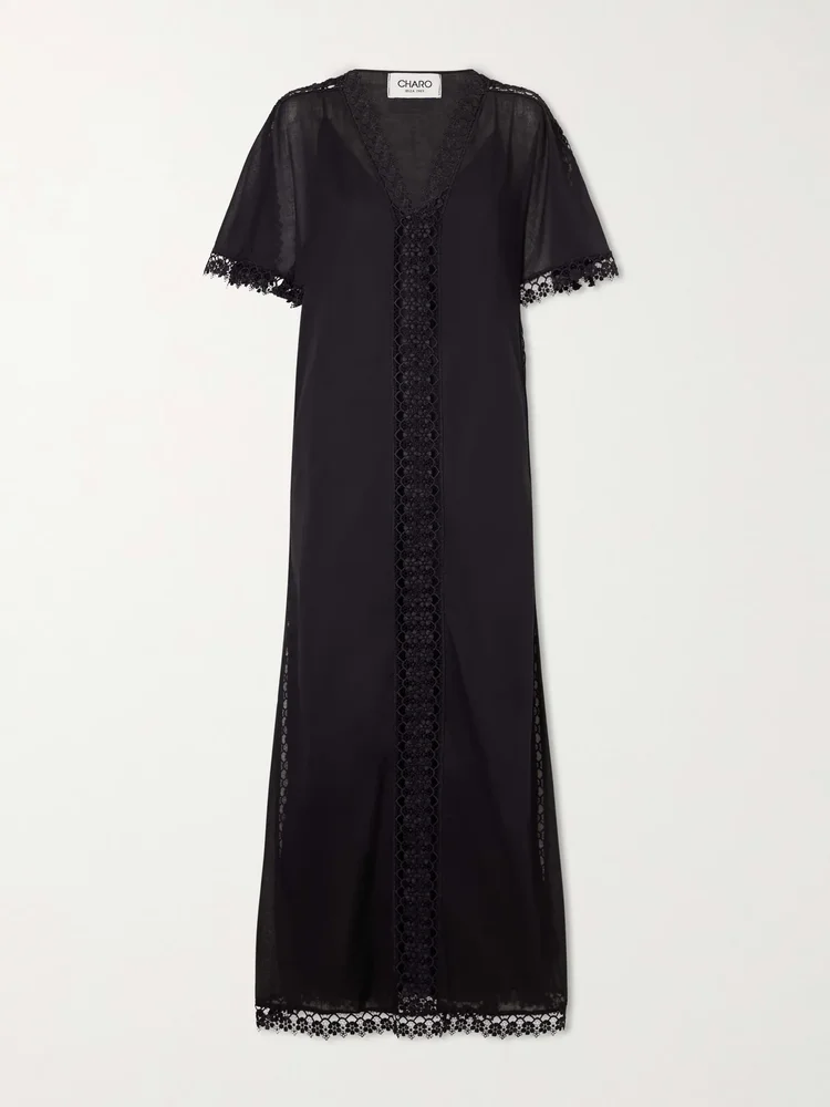 Embroidered cotton-blend cover-up