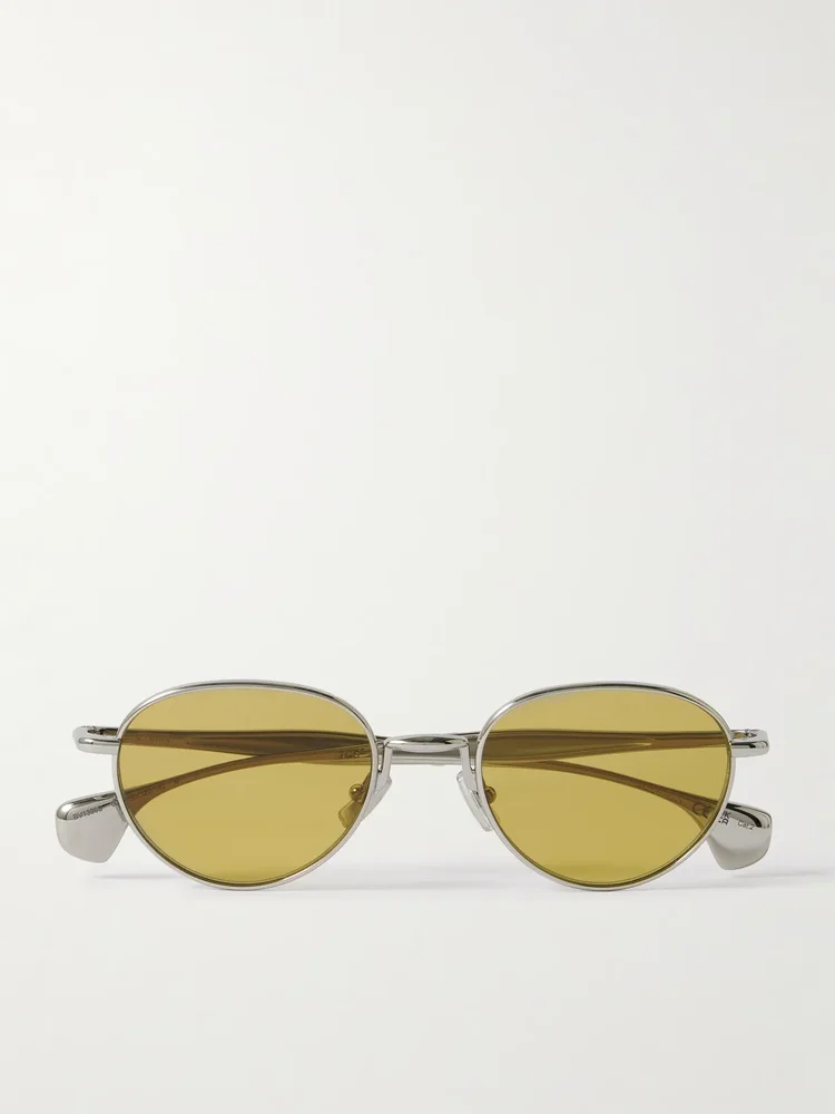 Round-frame silver-tone sunglasses