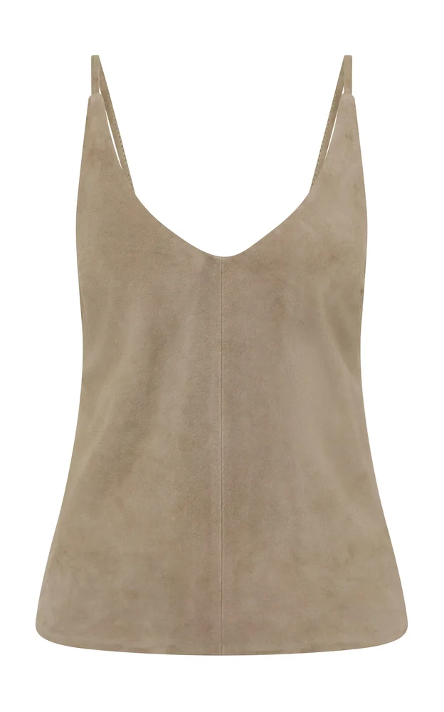 Suede Low Back Tie Top