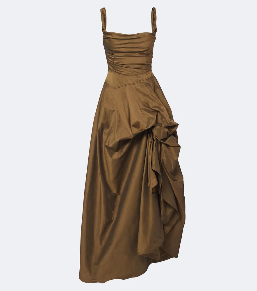 Chichi draped cotton-blend bustier dress