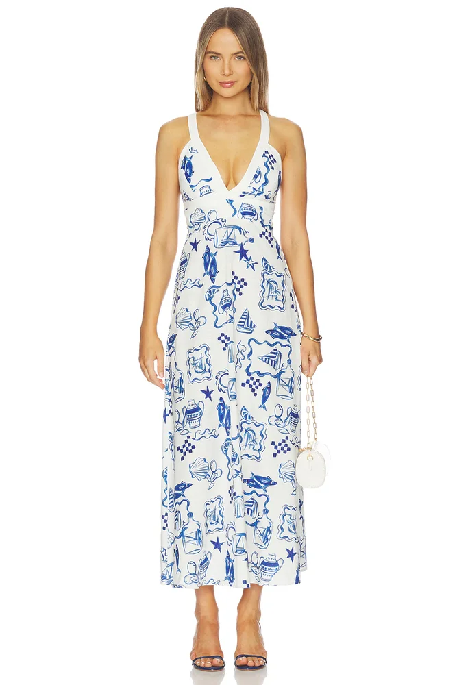 Baci Cross Back Midi Dress