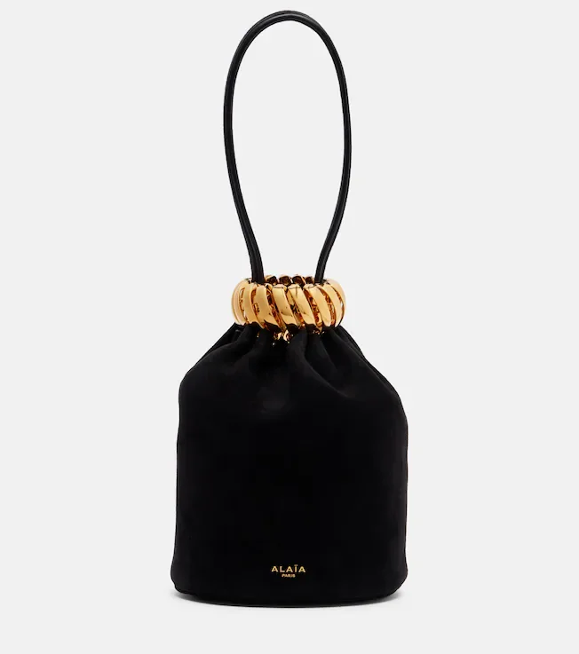 Motion Mini embellished suede top-handle bag