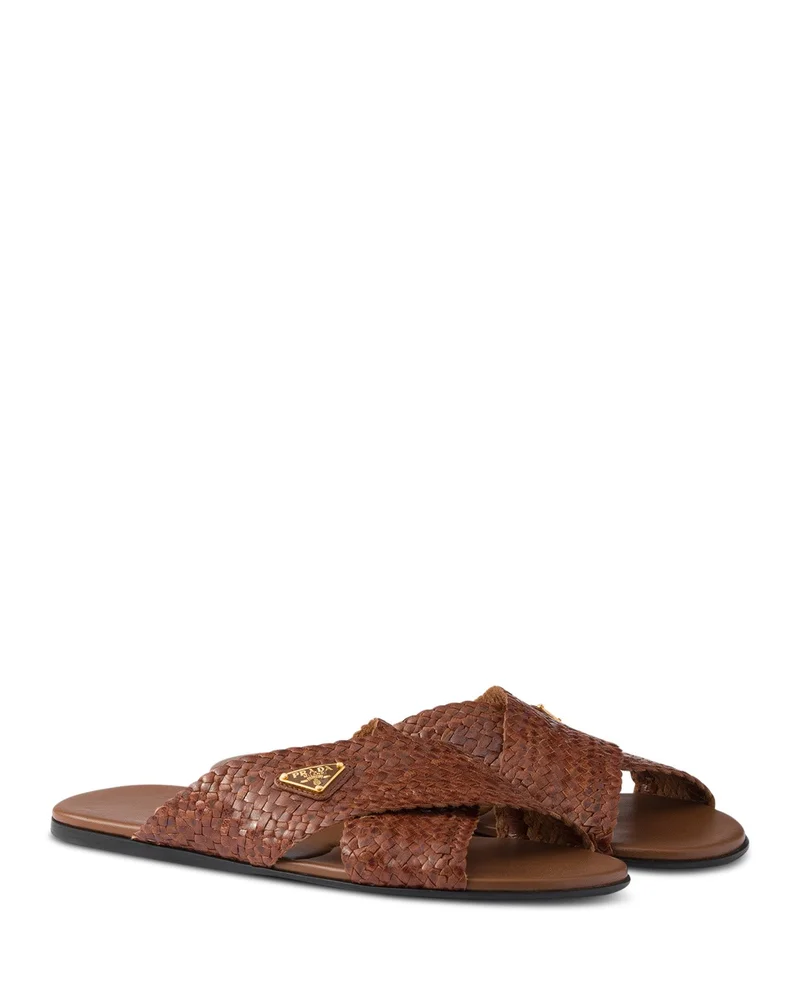 Leather Crisscross Slides