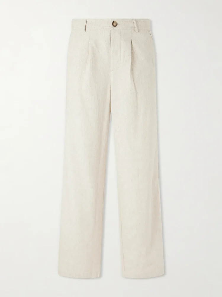 Cotton and Linen-Blend Drawstring Trousers