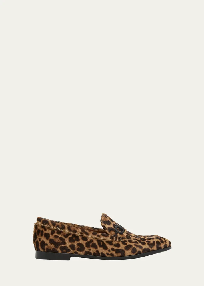 Soldy Leopard Calf Hair Loafers