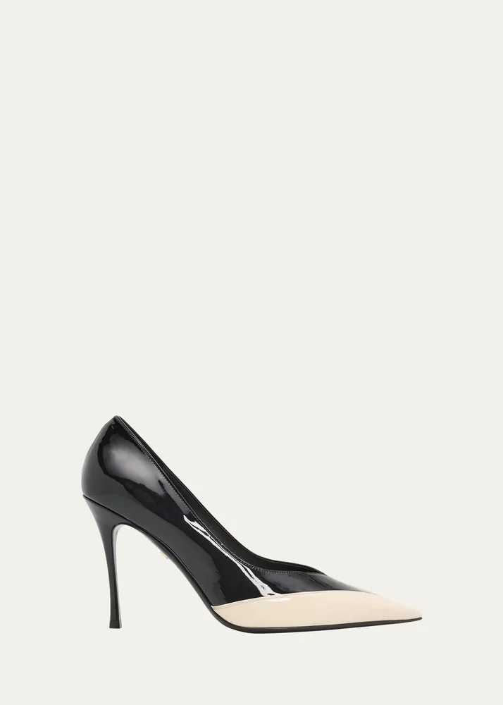 95mm Yasmin Two-Tone Patent Leather Pumps