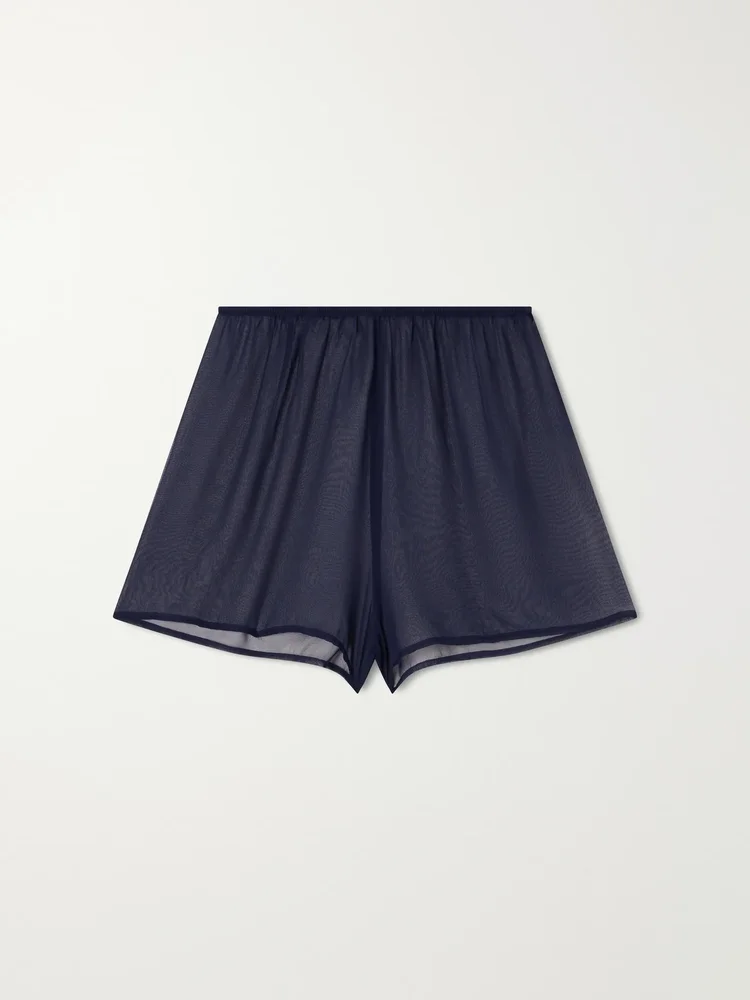 Playa pearl-embellished silk-chiffon shorts