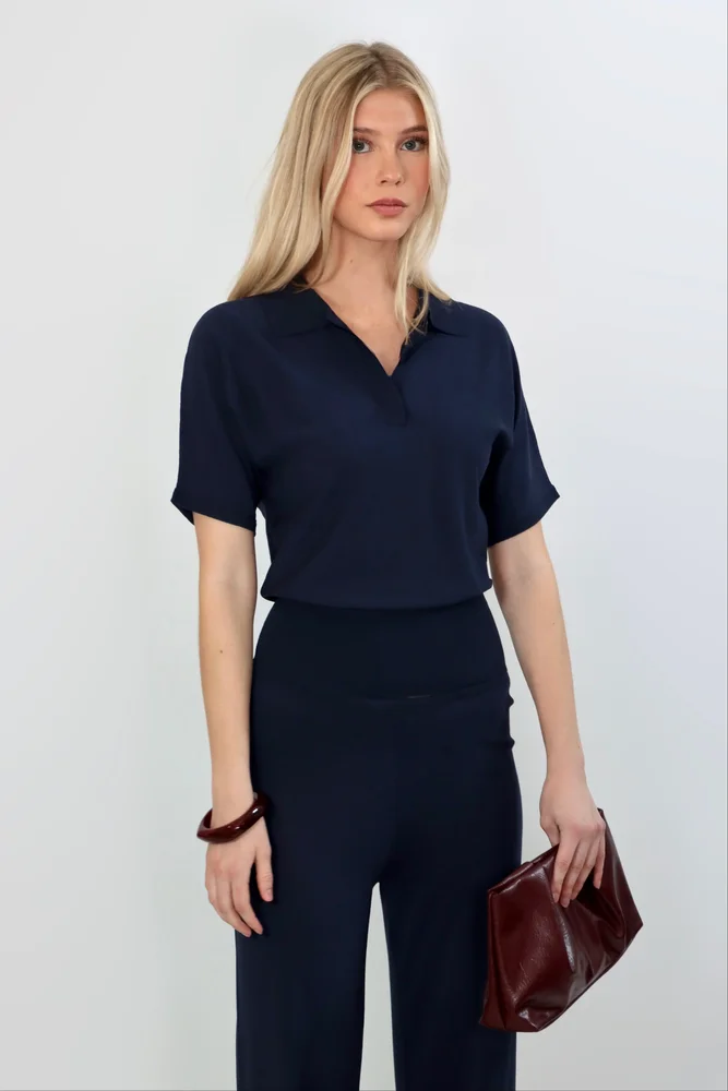 Aprilseven Fine Knit Polo Top
