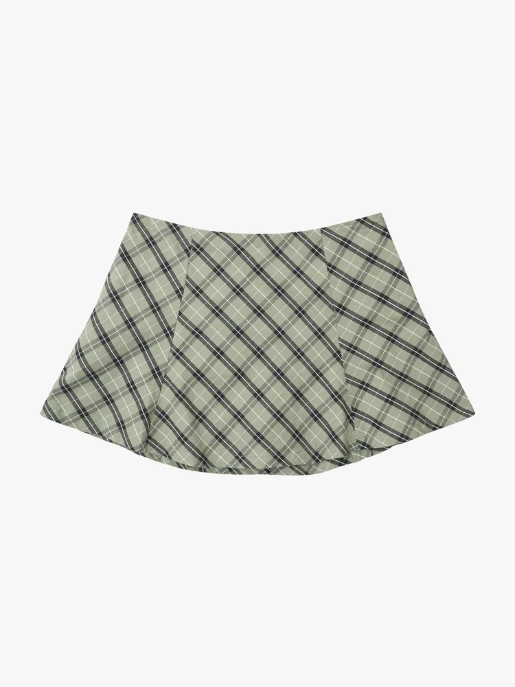Star Skort - Moss Plaid