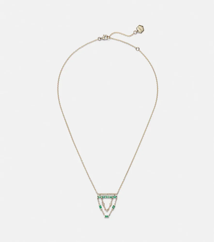 18kt gold necklace with emeralds and diamonds