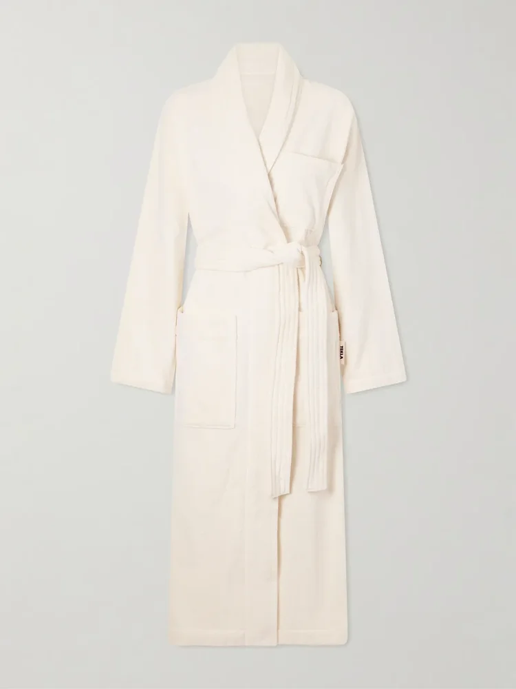 Belted organic cotton-terry robe