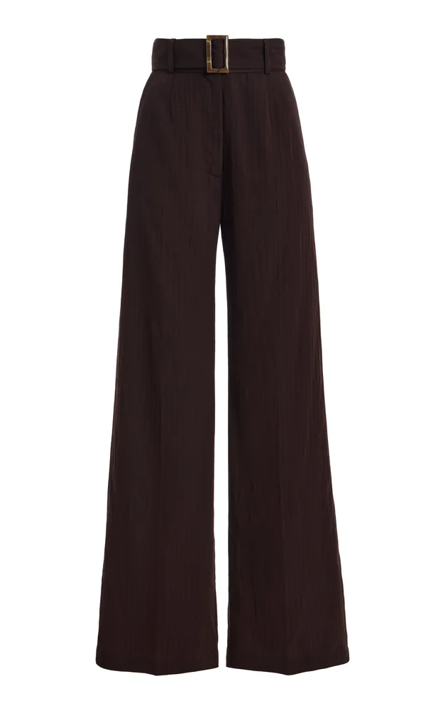 Belted Stripe Wide Leg Trouser