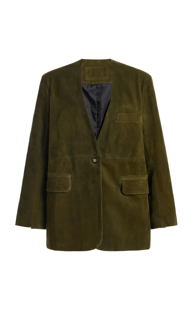 Exclusive Collarless Suede Blazer