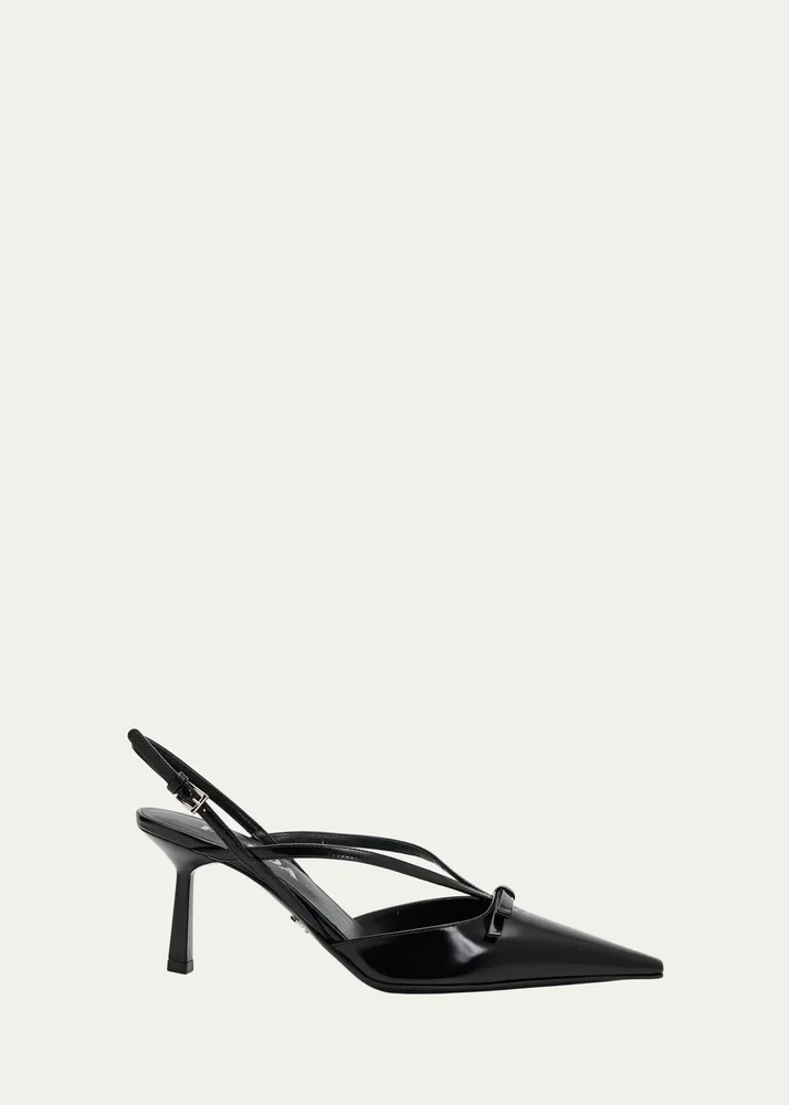 75mm Strappy Leather Slingback Pumps
