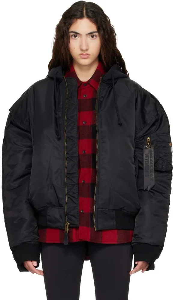 Black Reconstructed Bomber Jacket