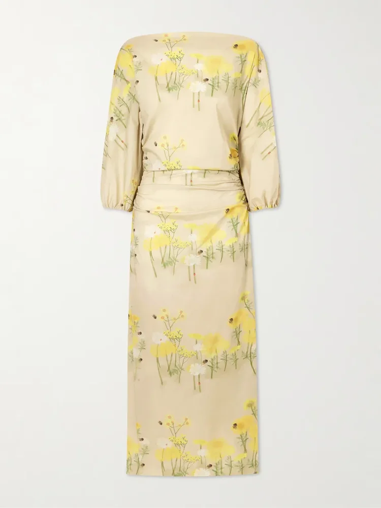 Ezra floral-print cotton-blend midi dress