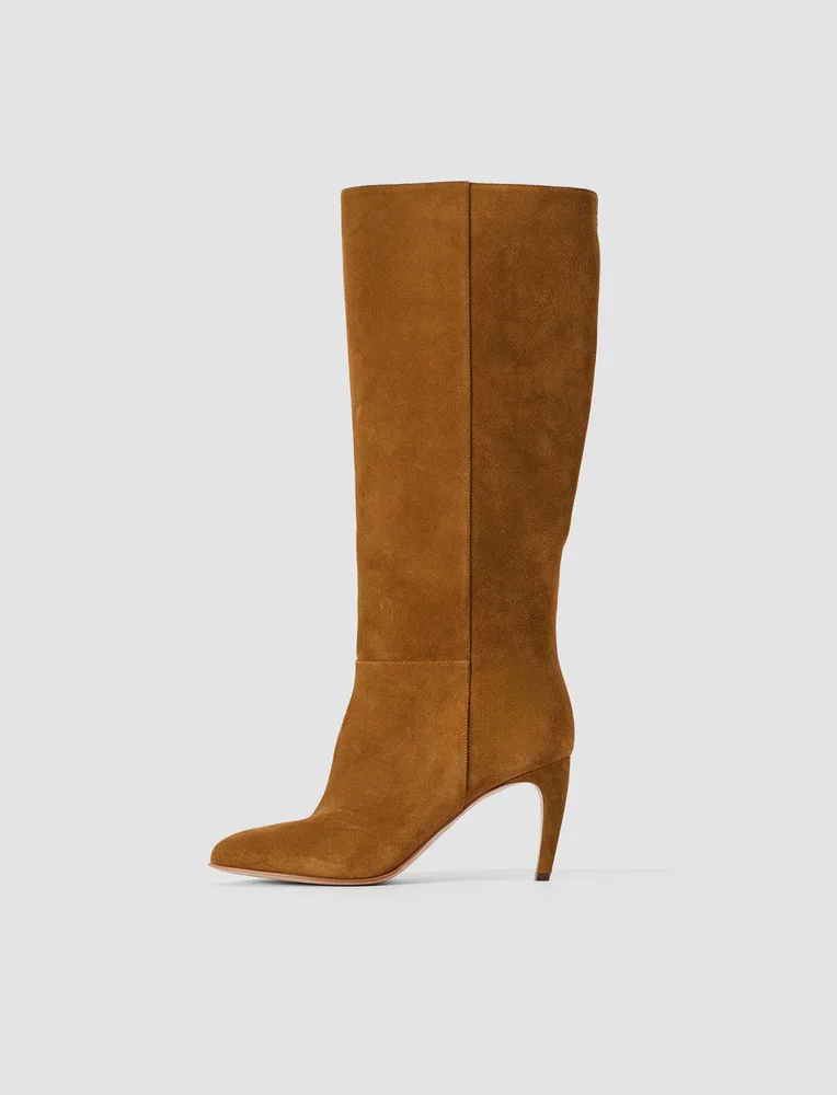 Jolie Suede Knee High Heeled Boots