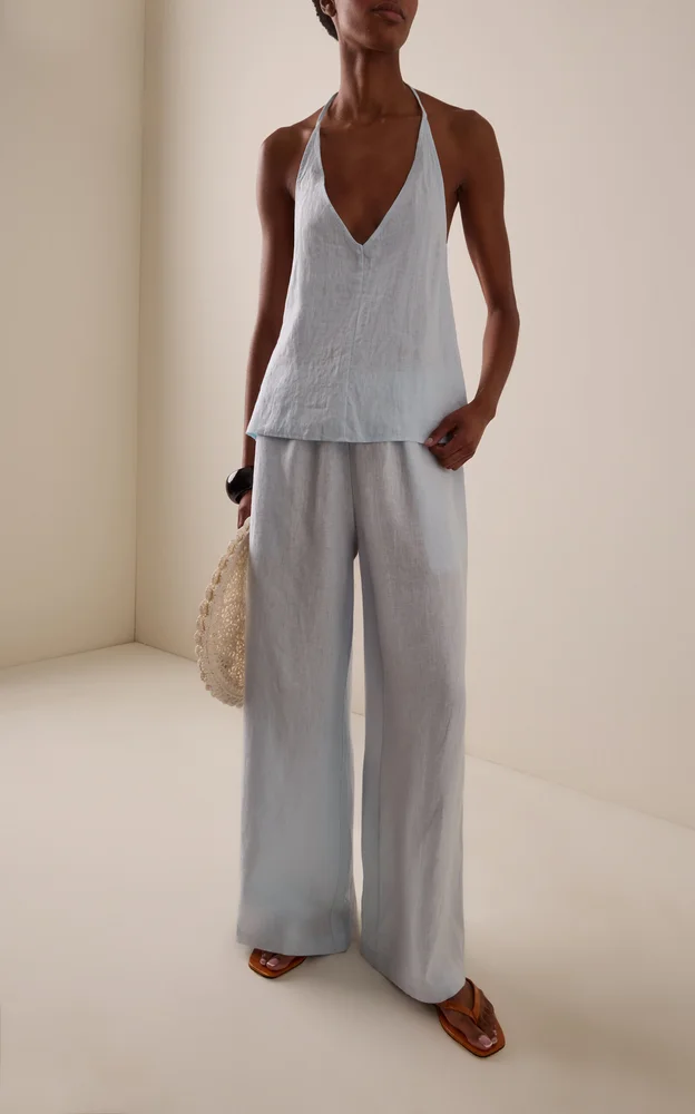 Faye Linen Wide-Leg Pants
