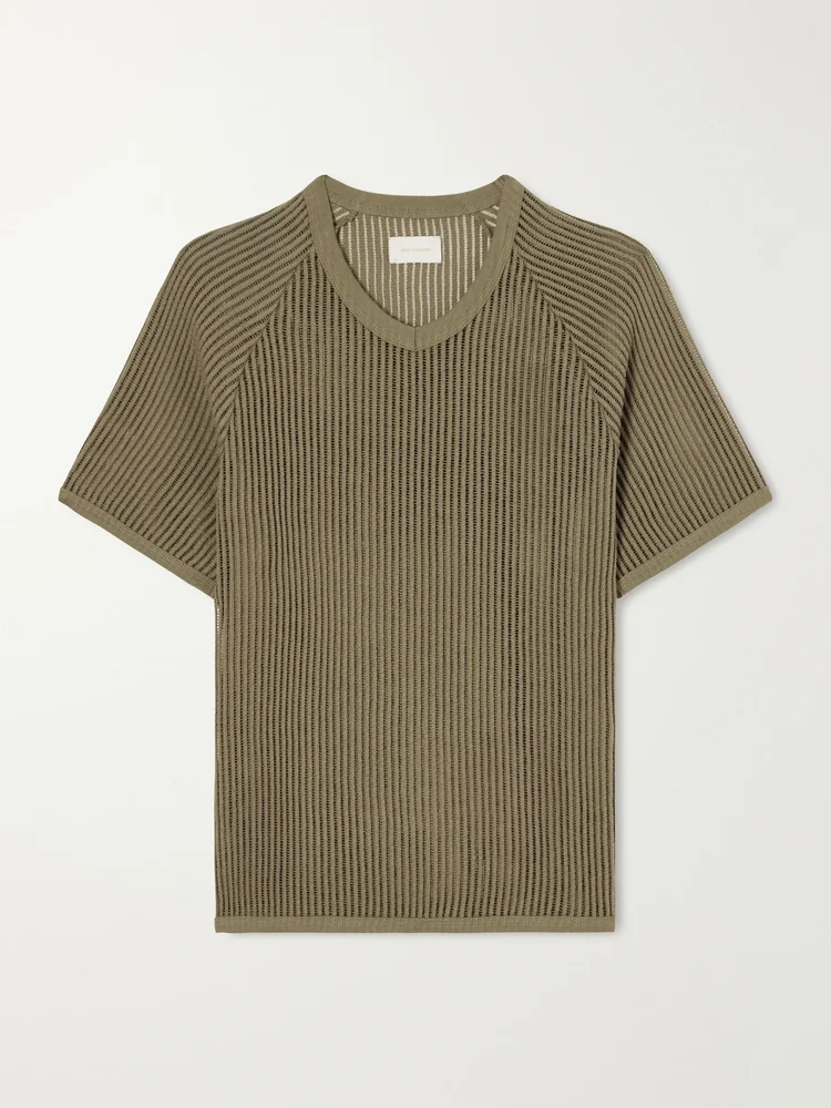 Ribbed cotton-blend T-shirt
