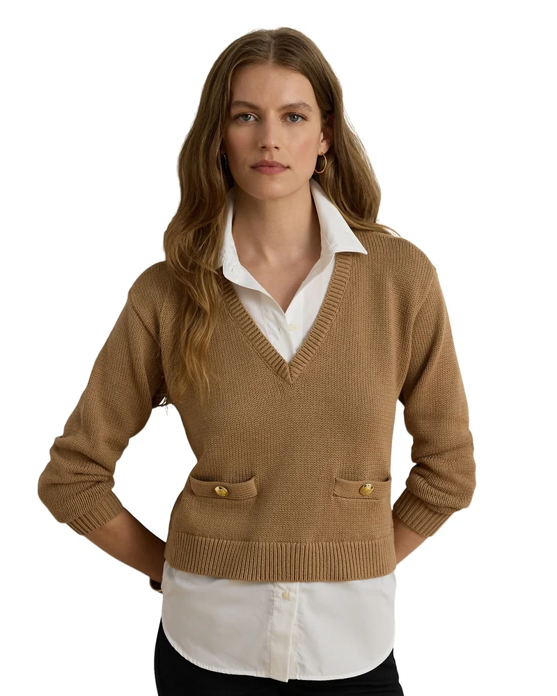 Cotton Layered Look Sweater