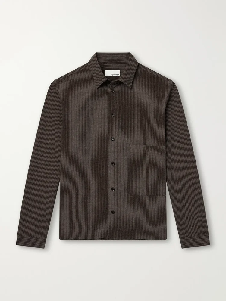 Natal Striped Cotton and Wool-Blend Seersucker Shirt