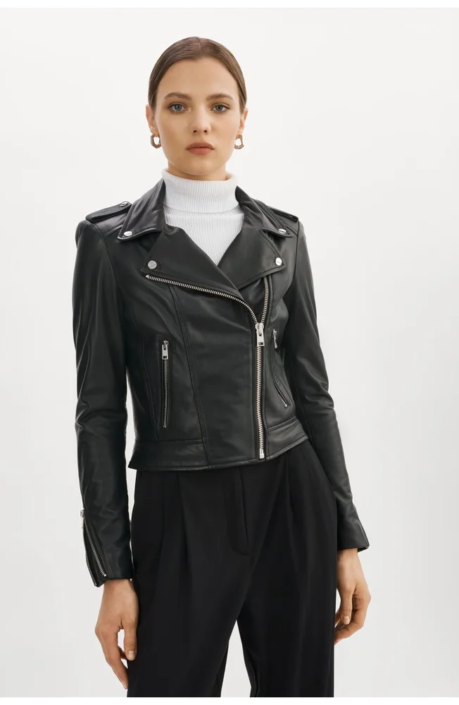 Donna Iconic Leather Biker Jacket