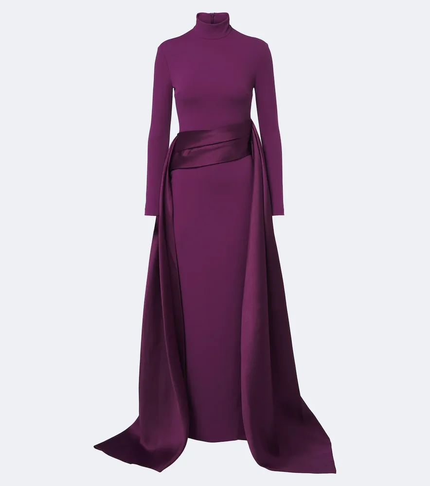 Olivia satin-paneled gown