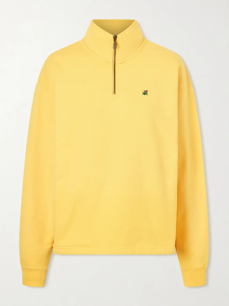 Logo-embroidered cotton-jersey half-zip sweatshirt
