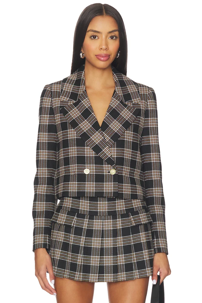 Avery Double Breasted Blazer in Black Multi