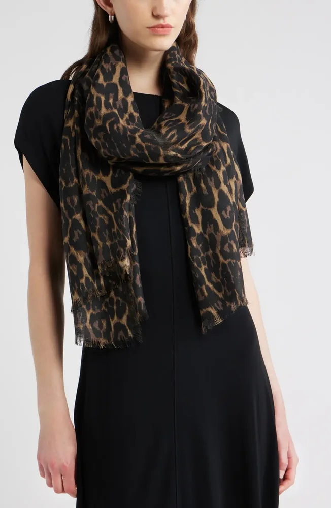 Eyelash Trim Print Cashmere & Silk Wrap