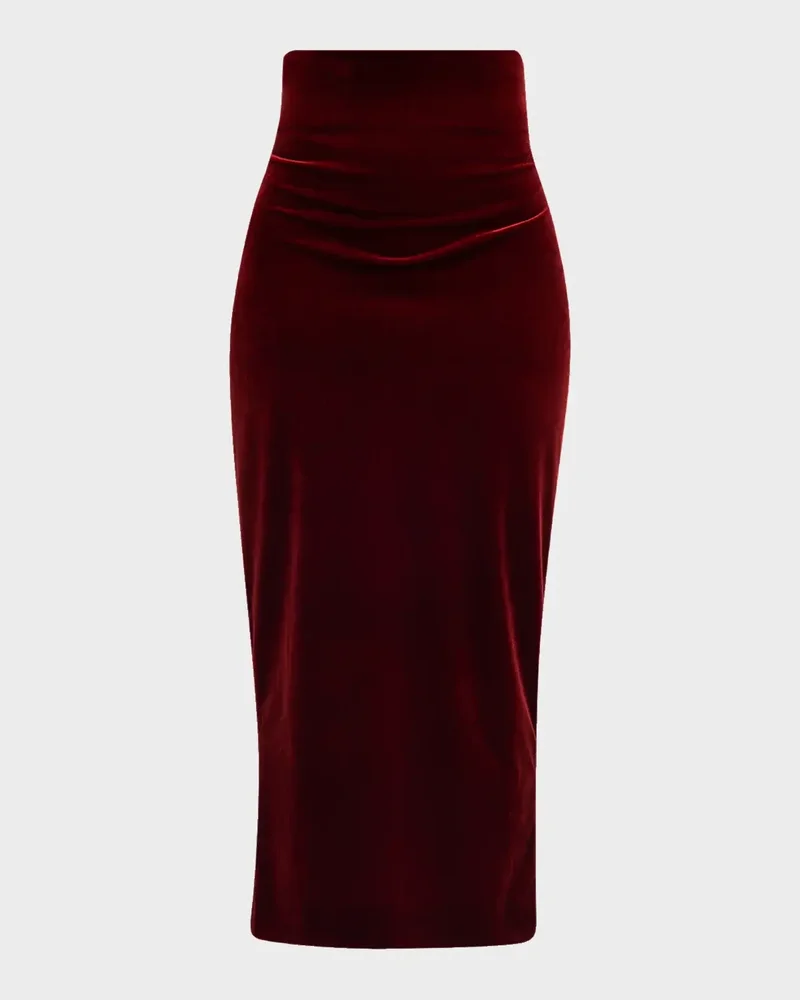 Velvet Fitted Midi Skirt