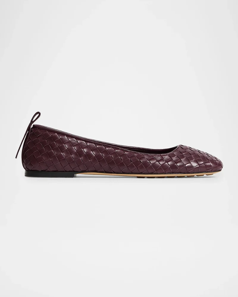 Charlotte Intrecciato Leather Ballerina Flats