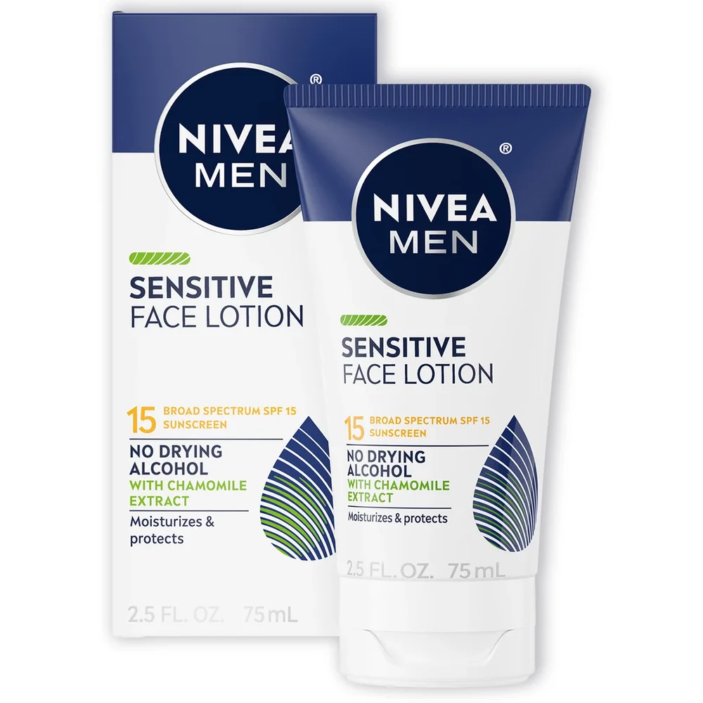 Men Sensitive Face Lotion with Vitamin E, SPF 15