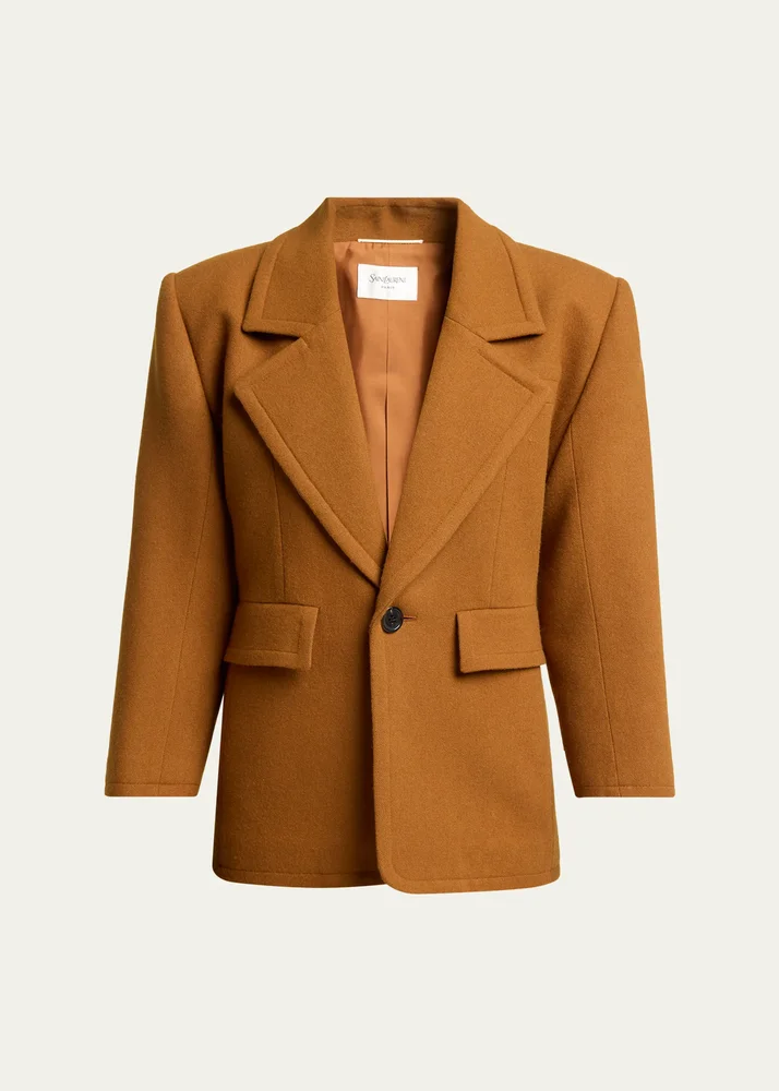 Brushed Wool Single-Breasted Jacket