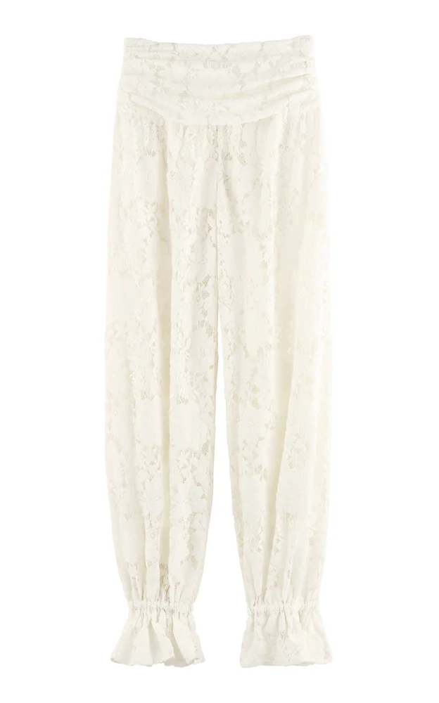 Exclusive Velvet Lace Wide-Leg Pants