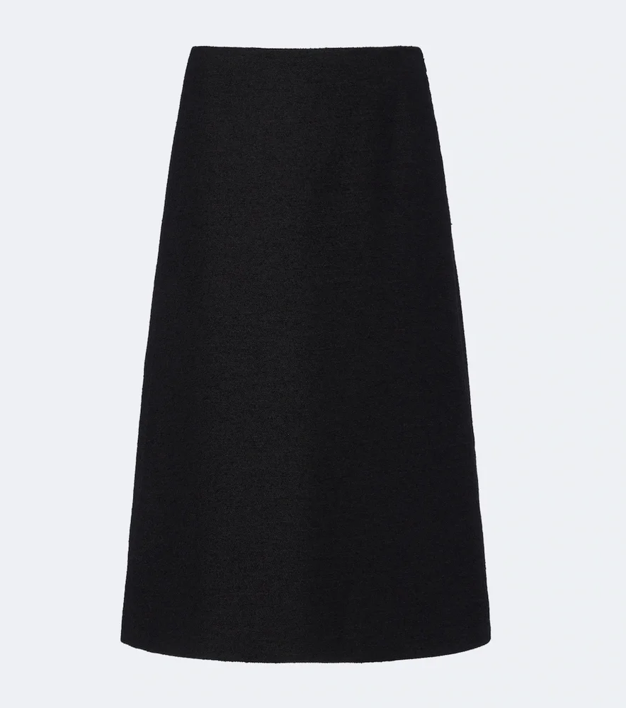 Wool-blend bouclé midi skirt